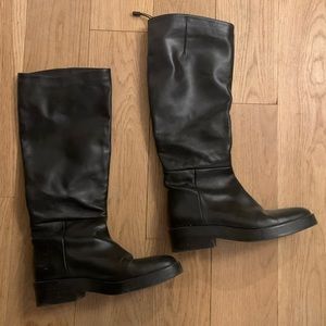 ZARA Low Heeled Leather Boots Size 7.5